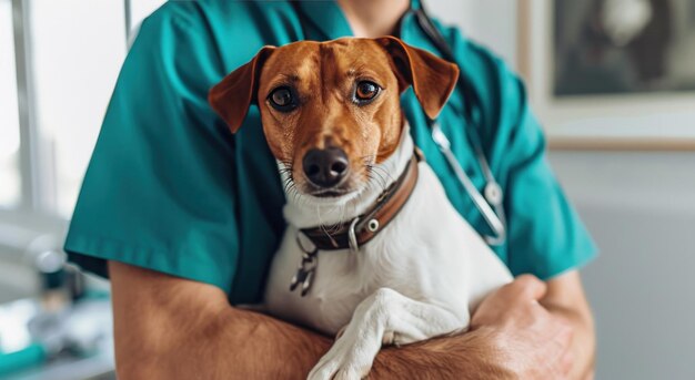 un vétérinaire examine un chien dans la clinique vétérinaire