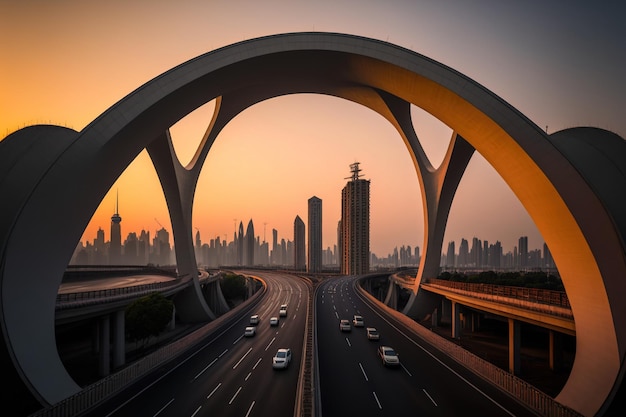 Viaduc de Luoshan Zhonghuan Road Interchange et Shanghai Pudong New Area Urban Road Landmark Architecture