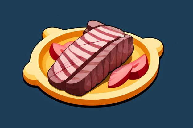 La viande de bœuf de nourriture occidentale icône d'interface utilisateur jeu prop design gourmet steak style 3D c4d élément de rendu de dessin animé