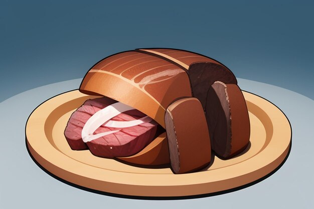 Photo la viande de bœuf de nourriture occidentale icône d'interface utilisateur jeu prop design gourmet steak style 3d c4d élément de rendu de dessin animé