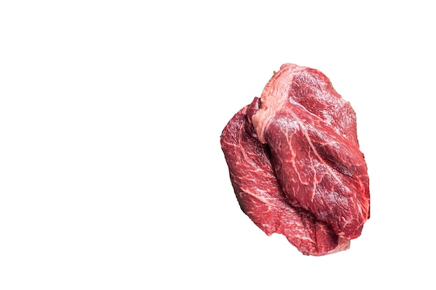 Viande bovine crue fraîche filet de bœuf steaks herbes et épices autour de la planche à couper de haute qualité fond blanc isolé