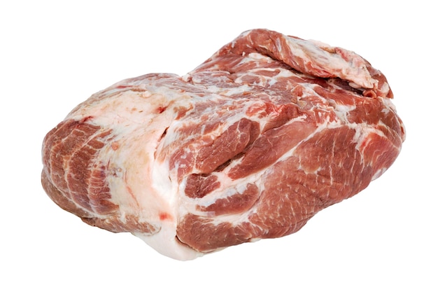 Viande de cou de porc isolé sur blanc