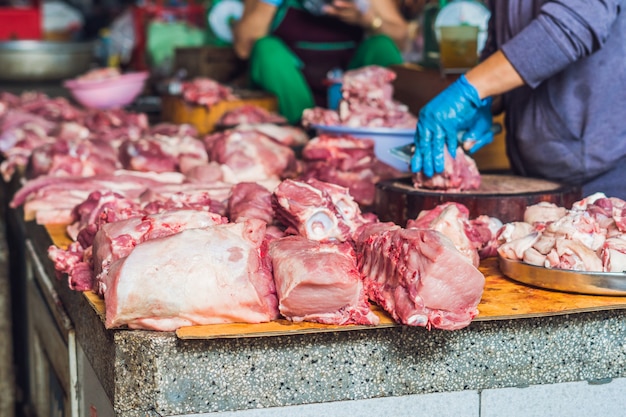 Viande crue sur le marché vietnamien