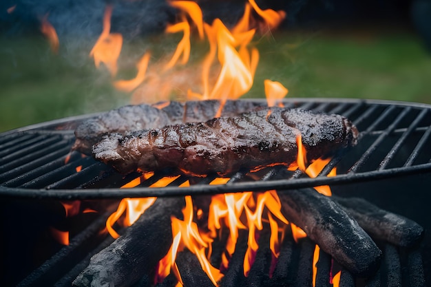 Photo la viande cuite sur feu ouvert parfaite pour un barbecue