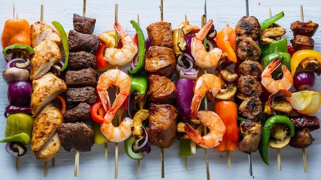 Viande cuite et légumes kebab espace de copie