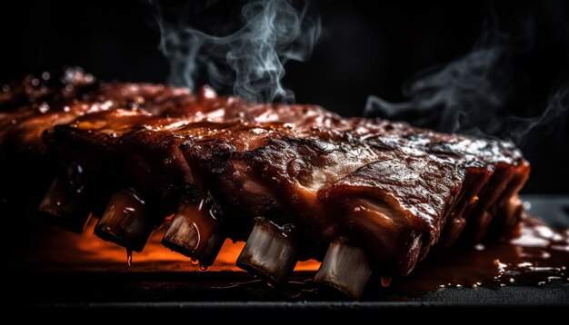 Viande grillée sur assiette prête à manger générée par l'IA