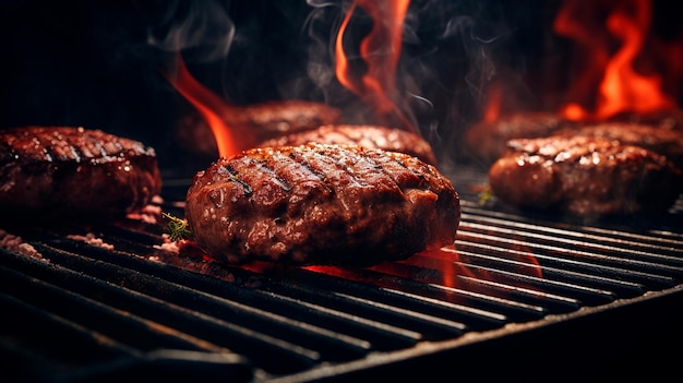 Photo viande grillée sur le feu