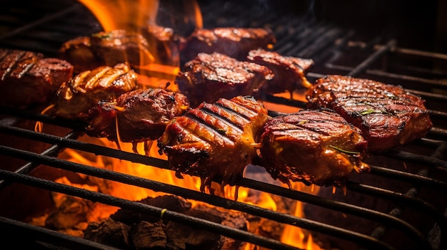 Viande grillée sur le grill Délice typiquement brésilien