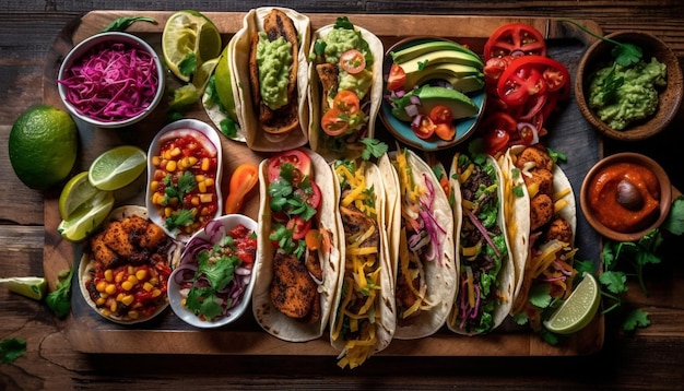 Viande grillée légumes frais dîner taco sain généré par l'IA