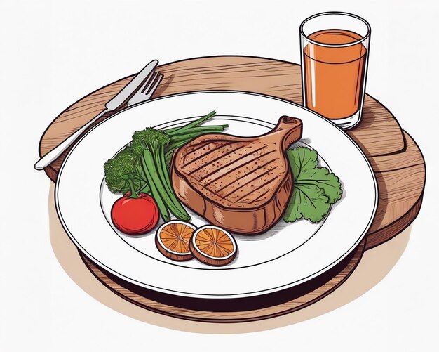 Photo de la viande grillée avec des légumes sur la table servie pour le dîner.