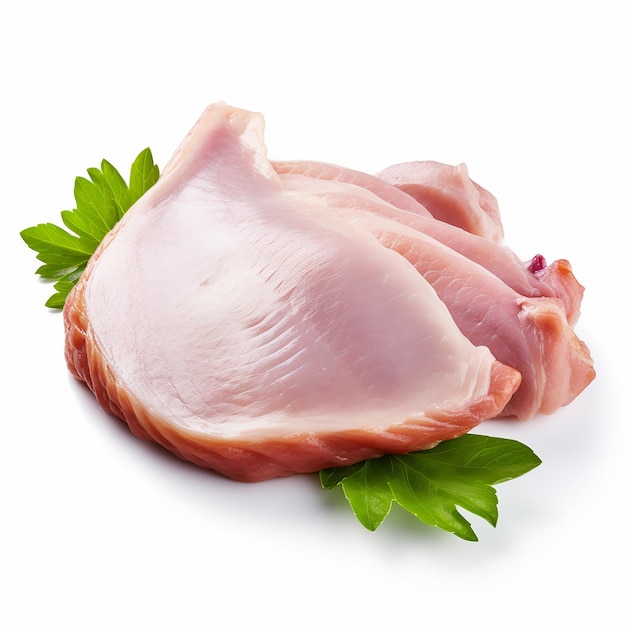 Photo viande de queue fraîche partie de dinde sans ombre sur un fond blanc délicieuse cuisine de volaille