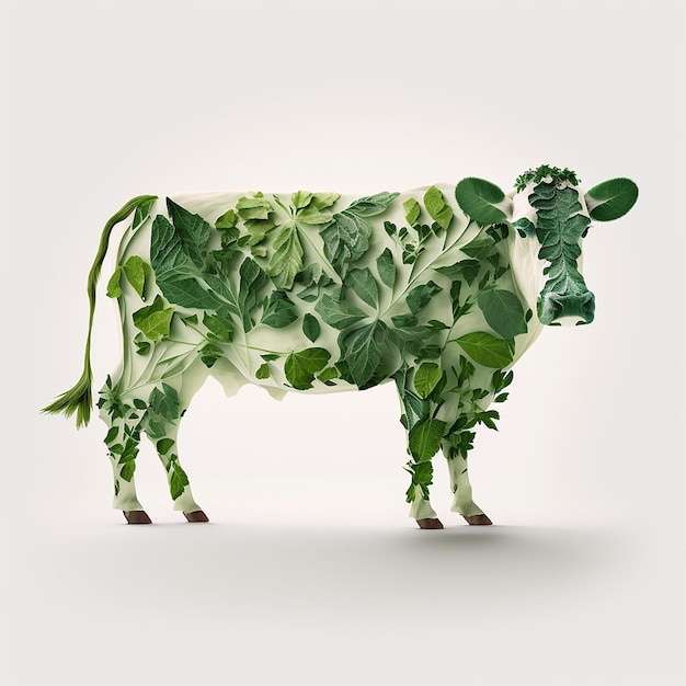 Viande végétale créée vache faite de plantes sur fond blanc faite avec Generative AI