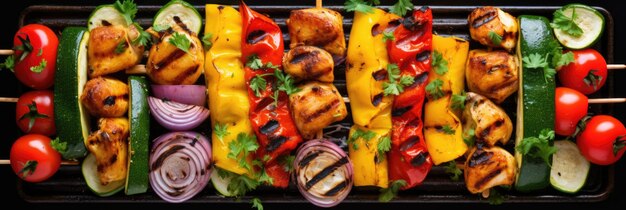 Photo viandes et légumes grillés