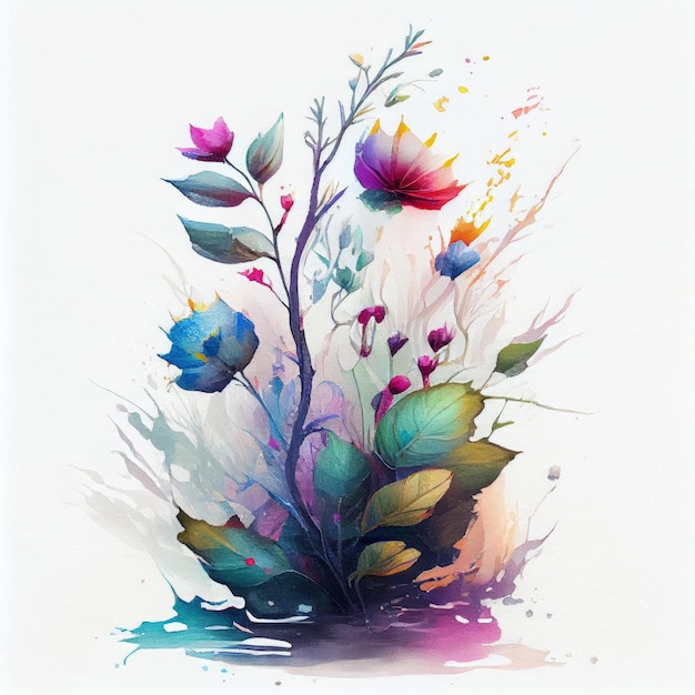 Vibrant AIGenerated Aquarelle Peinture d'une fleur dans l'art généré par le réseau neuronal de résolution 8K