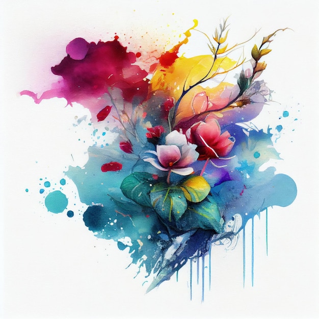 Vibrant AIGenerated Aquarelle Peinture d'une fleur dans l'art généré par le réseau neuronal de résolution 8K