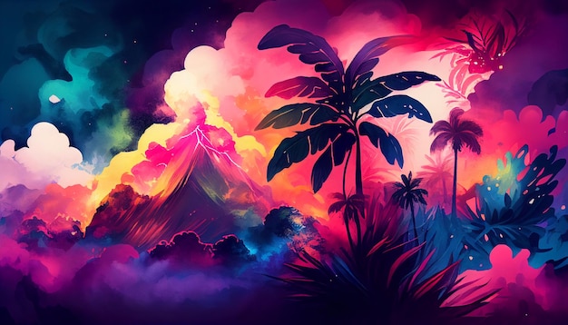 Vibrant Glowing Wallpaper style aquarelleGenerative AI