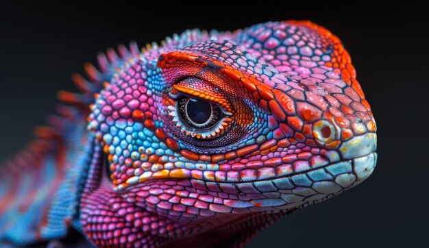 Vibrant gros plan d'un lézard coloré