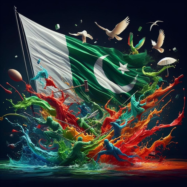 Vibrant image du drapeau pakistanais célébrer le patriotisme avec ce symbole national captivant