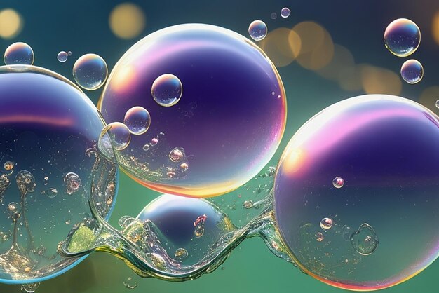 Vibrant et ludique CloseUp de bulles colorées flottant gracieusement dans le