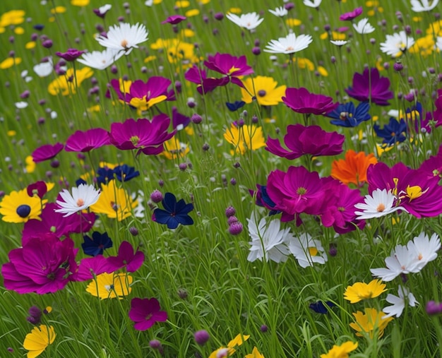 Photo vibrant meadow blooms été floral beauté aigenéré