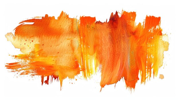 Photo vibrant orange watercolor brush stroke on white background