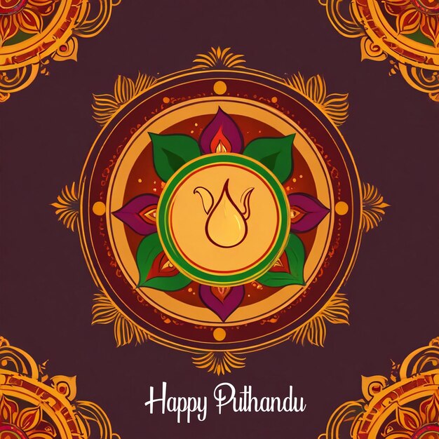 Vibrant Puthandu ou design de carte de vœux pour le Nouvel An tamoul