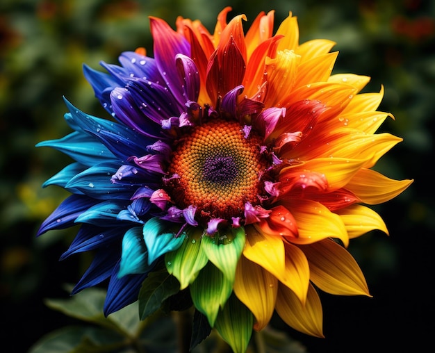 Photo vibrant sunflower with colorful petals ai generated