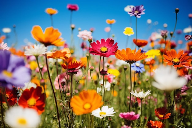 Photo vibrant wildflowers blooming in a meadow