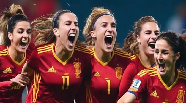 La victoire de l'équipe nationale féminine de football espagnole dans des moments joyeux
