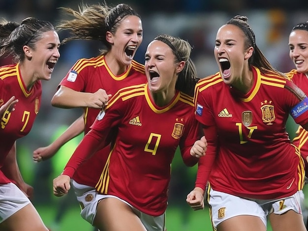 La victoire de l'équipe nationale féminine de football espagnole dans des moments joyeux