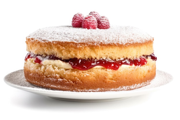 Victoria Sponge Cake isolé sur fond blanc dessert traditionnel londonien Ai générative