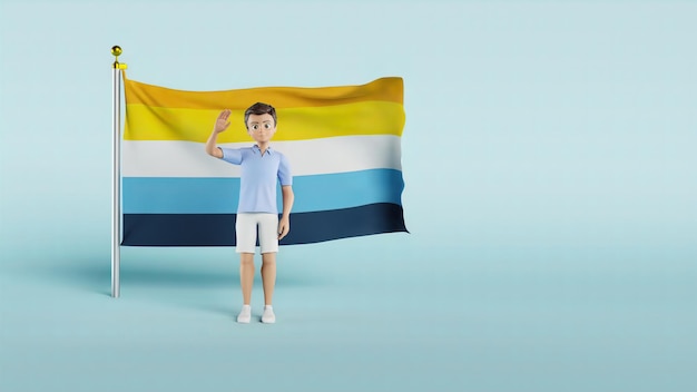 Photo une vidéo du drapeau de la fierté aroace sur fond bleu animation 3d