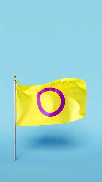 Photo vidéo verticale du drapeau de la fierté intersexuée sur fond bleu vidéo 4k