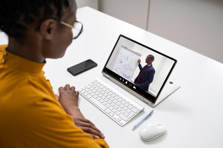 Photo vidéoconférence en ligne d'affaires réunion virtuelle personnes arrière-plan 90