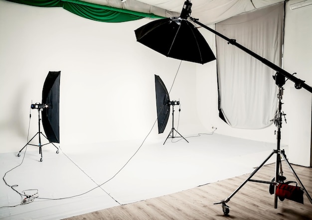 Vider un studio photo avec du matériel d'éclairage