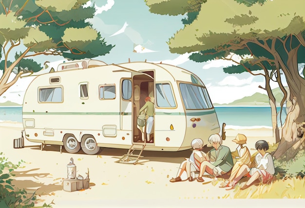 La vie en caravane sur le parking d'un camping