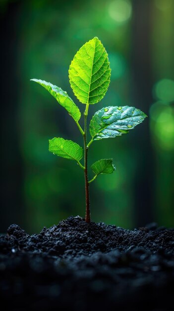 La vie émerge Une jeune plante qui pousse d'un sol riche