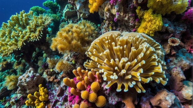 Photo la vie marine colorée dans un écosystème de récifs coralliens