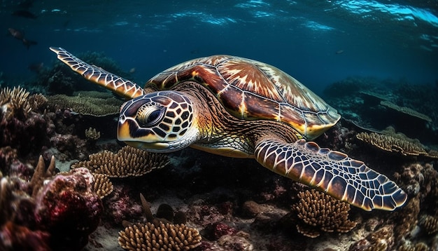 La vie marine colorée prospère dans le paisible paysage de récifs africains ci-dessous généré par l'IA