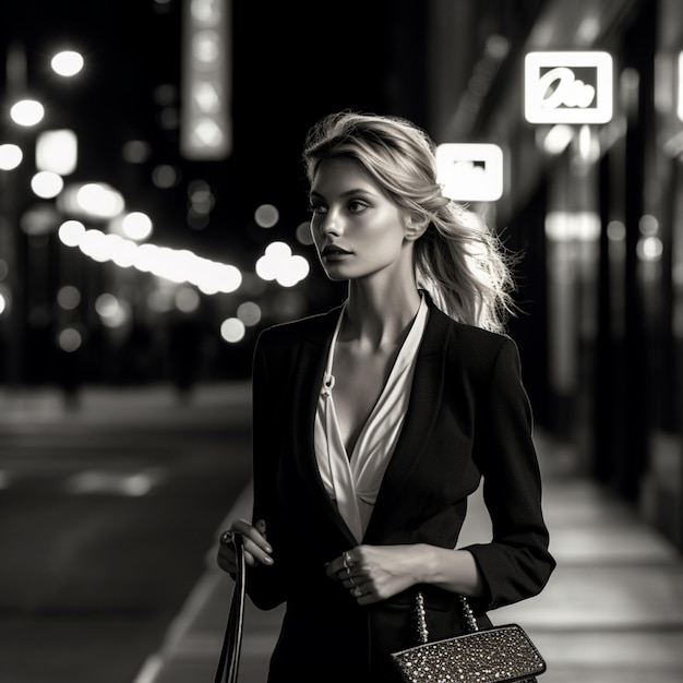 La vie nocturne de luxe La photographie d'une belle femme à New York