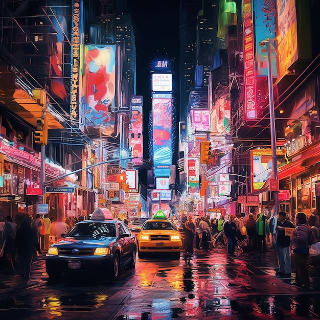 LA VIE NOCTURNE DE NEW YORK OÙ LES LUMIÈRES DE LA VILLE SE FOUEUENT DANS UNE TAPISSERIE DYNAMIQUE DE COULEURS