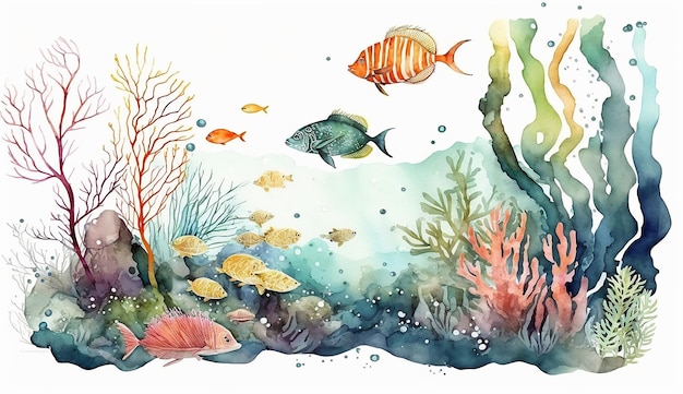 La vie sous-marine avec un poisson et des coraux.