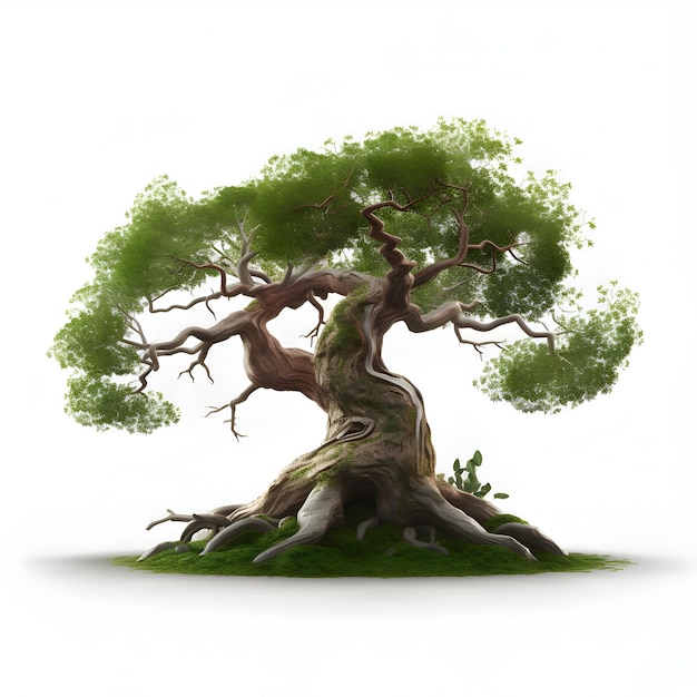 Vieil arbre isolé sur fond blanc illustration 3D haute résolution