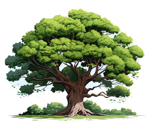 Vieil arbre isolé sur fond blanc Illustration vectorielle