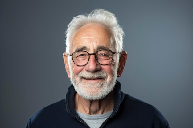 Photo un vieil homme heureux avec des lunettes.