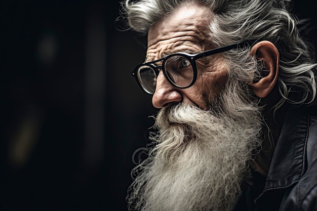 Un vieil homme avec des lunettes qui détourne le regard.