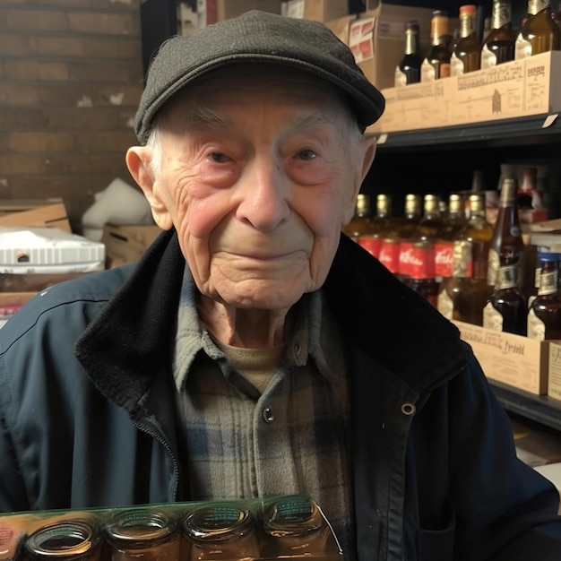 Un vieil homme portant un chapeau et une veste