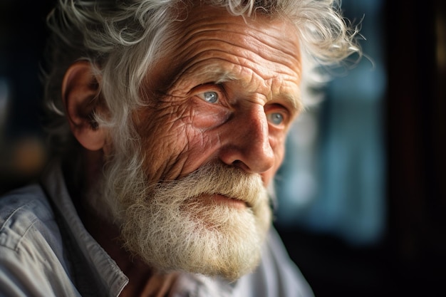 un vieil homme à la recherche stressé dans le salon fond de style bokeh