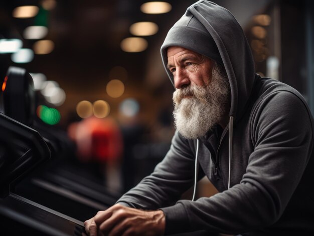 Vieil homme s'entraînant dans une salle de sport Mode de vie sain pour les personnes âgées avec concept de sport et de remise en forme Illustration générative Ai