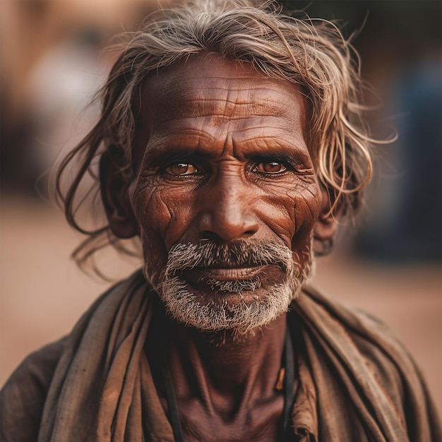 un vieil homme de travail à la recherche de nourriture